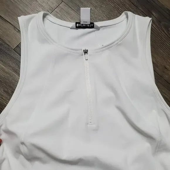 ATHLETA Women Size Medium Ace Tennis Golf White Dress 1/4 Zip Sleeveless NEW - Picture 4 of 14